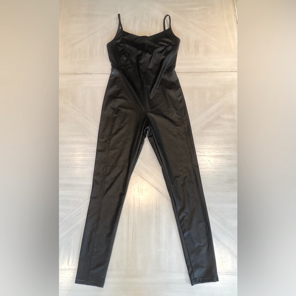 OFFLINE by Aerie Faux Leather Spaghetti Strap Jumpsuit – Black – Size Medium - Picture 5 of 16